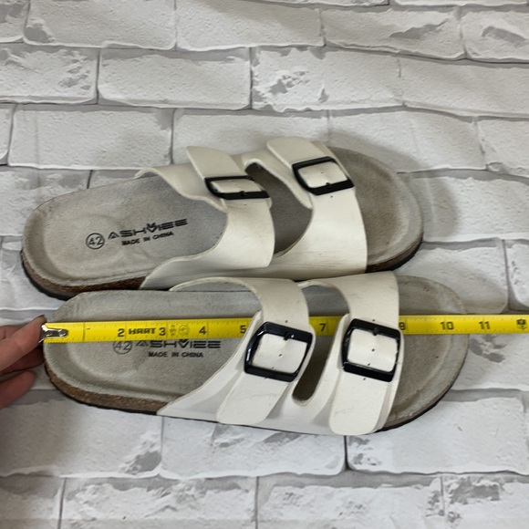 Shviee Slip on cork sandals Double strap buckle White Size 42 Euro - Picture 9 of 10